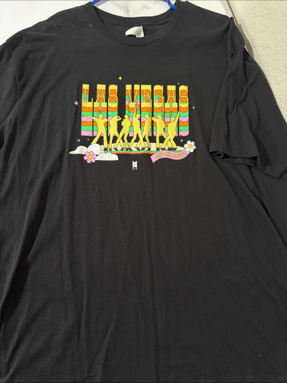 BTS 2022 Las Vegas Tee with Retro Rainbow Silhouettes - Original from concert